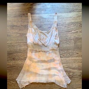 Sheer Sleeveless y2k silk blend Top in Cream and Tan boho classic spring $78